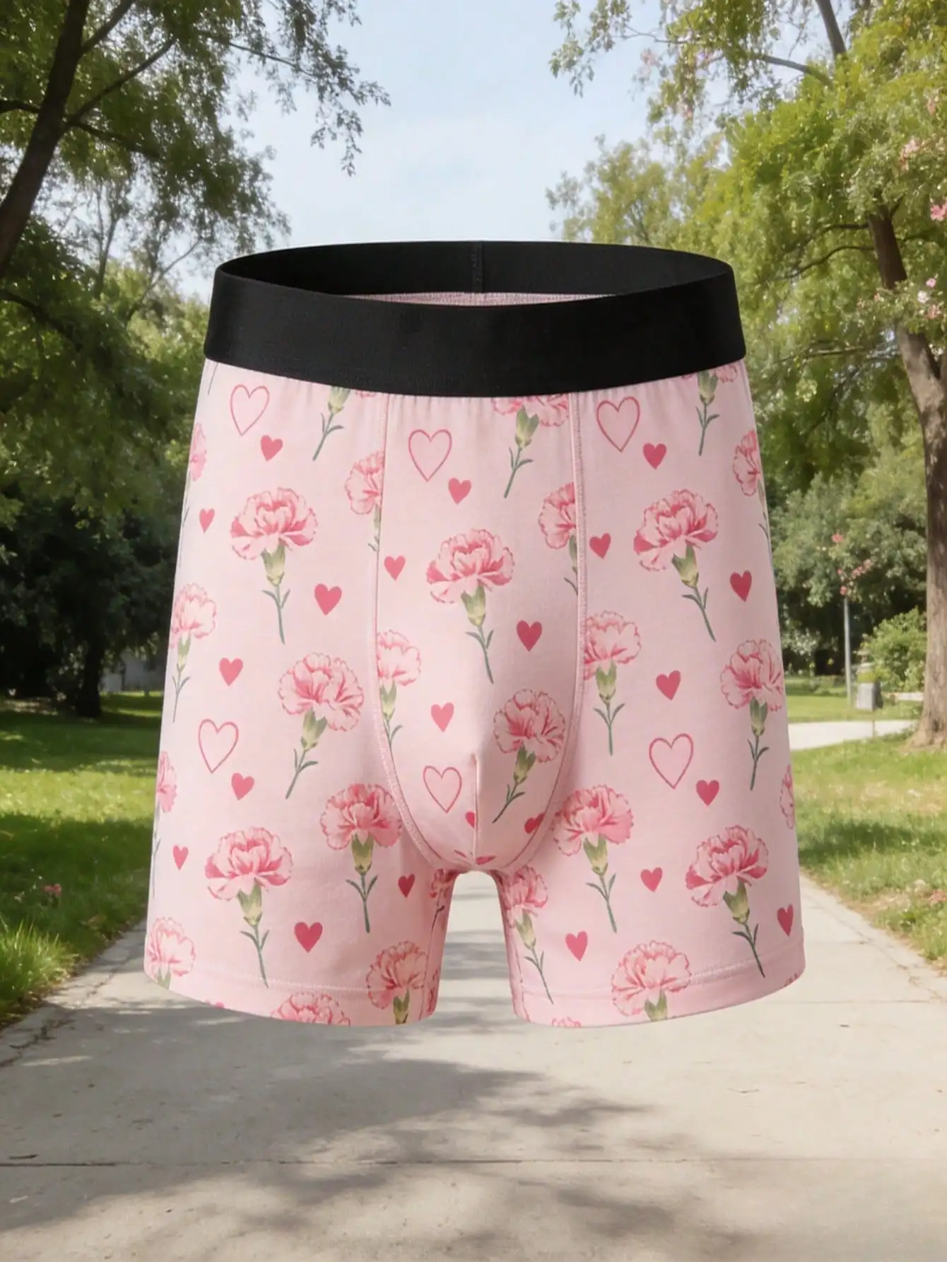 

Мужские трусы-боксеры с цветочным принтом гвоздик, дышащие, из эластичного полиэстера