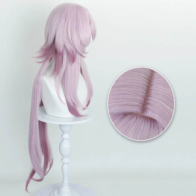 Juego Honkai Star Rail 7 de marzo Cosplay peluca mujer Lolita Rosa púrpura gradiente pelo largo resistente al calor peluca sintética Halloween