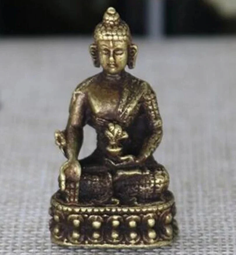 Chinese pure brass Medicine Buddha small statue