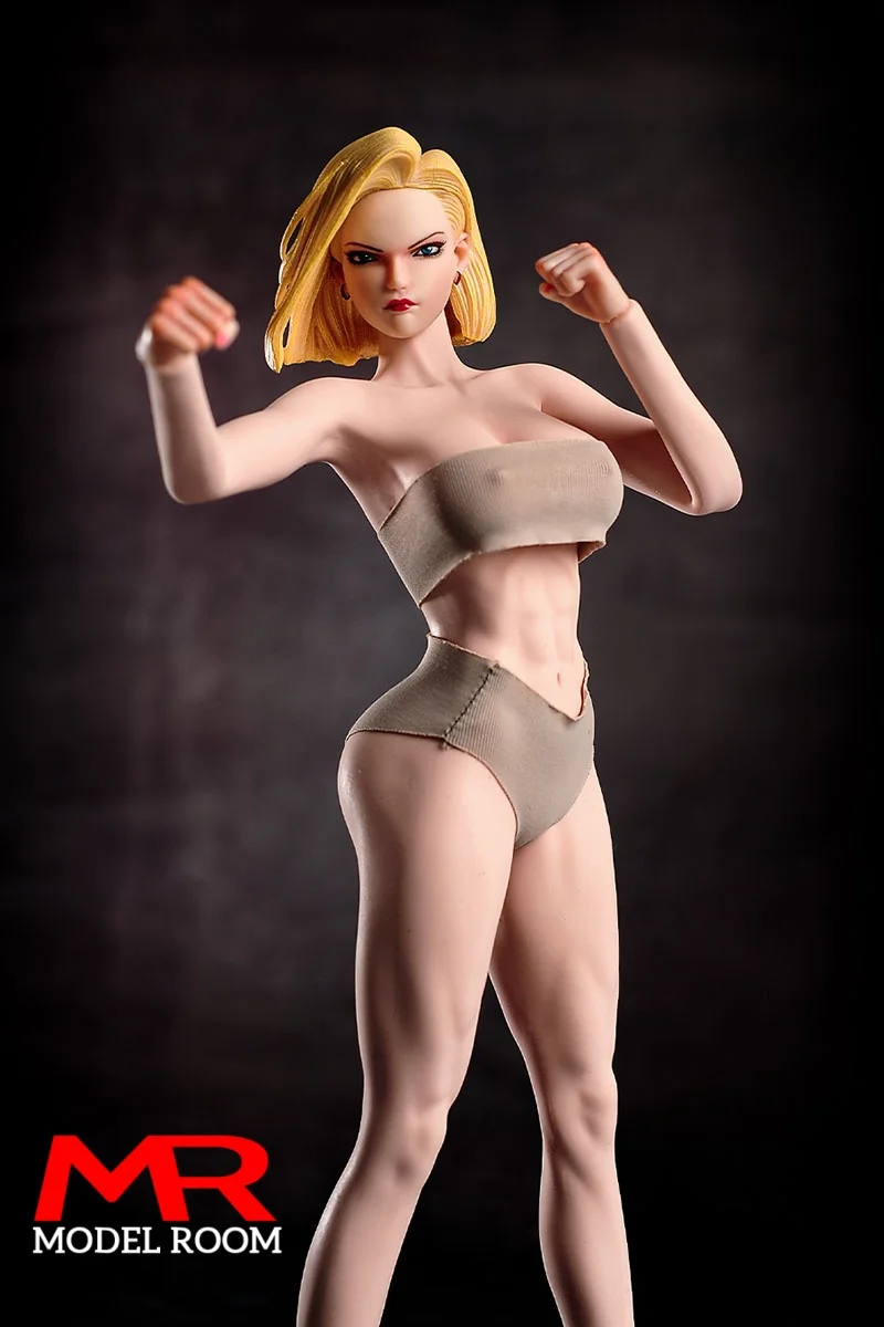 1/6 Scale Fighting Girl Muscle Seamless Body Model 12'' Soldatin Big Breast Action Figure Puppe mit physiologischen Details