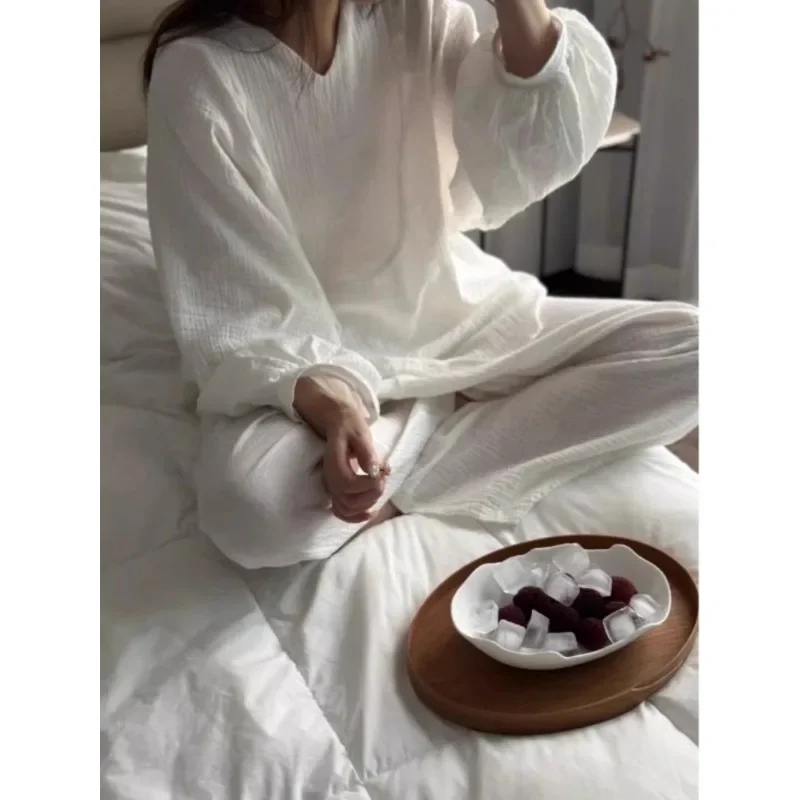 Lazy Sleepwear Women Spring Autumn New Solid Color Simple Loose Long Sleeve Can Worn Outside The Home Suit Pajamas for Women