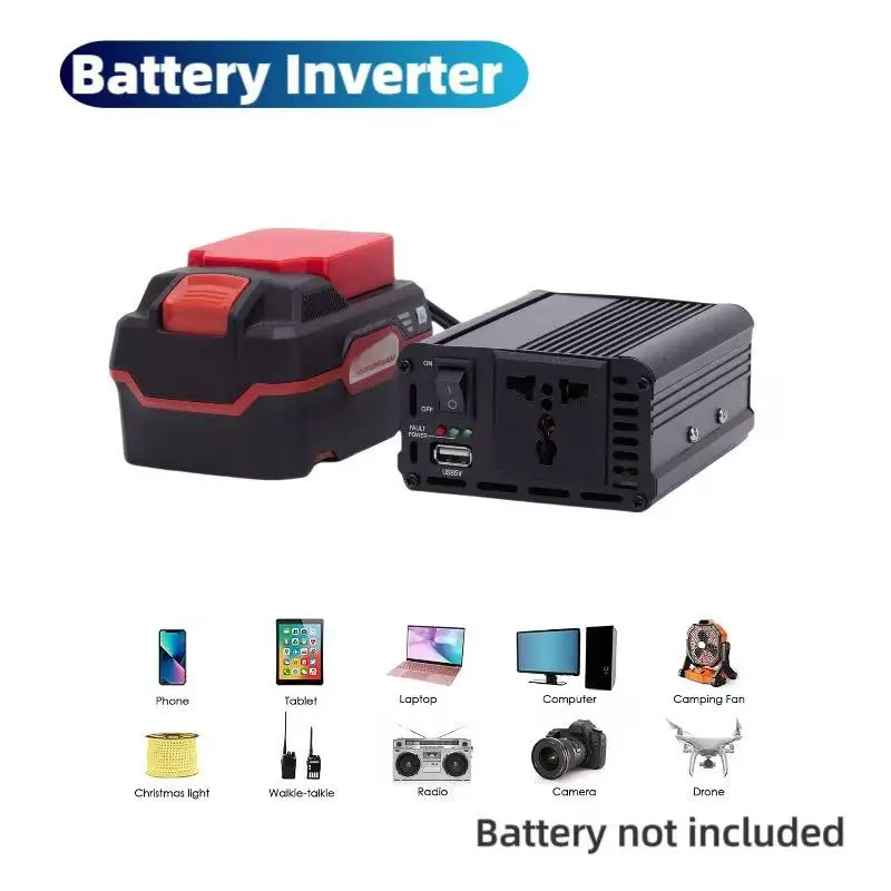 200w 220v Cordless Portable Power Inverter Adapter Fo Lidl Parkside X20V  Battery Inverter W/ USB For US/UK/AU (Tool Only)