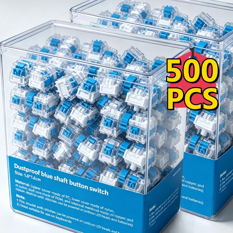 500/10PCS Mechanical Switch Fidget Clicker Toy 3D Printed DIY Light Up Keycap Handmade Blue Switch Stress Relief Keyboard Parts