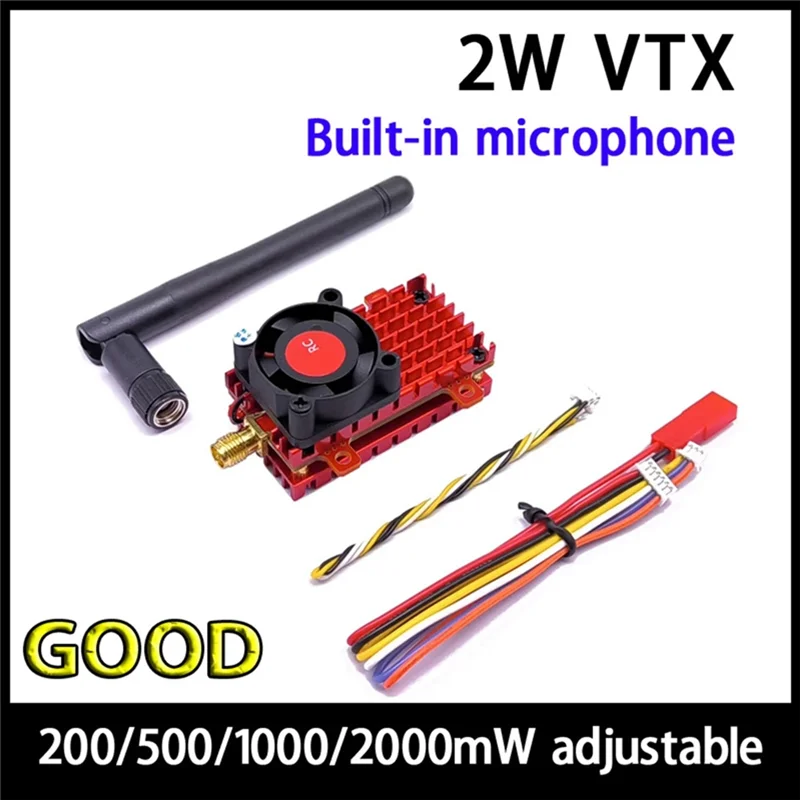 

-A99Z 5.8G 48CH 2W FPV VTX Встроенный микрофон 200MW/500MW/1000MW/2000MW DC7-32V для радиоуправляемого дрона дальнего действия