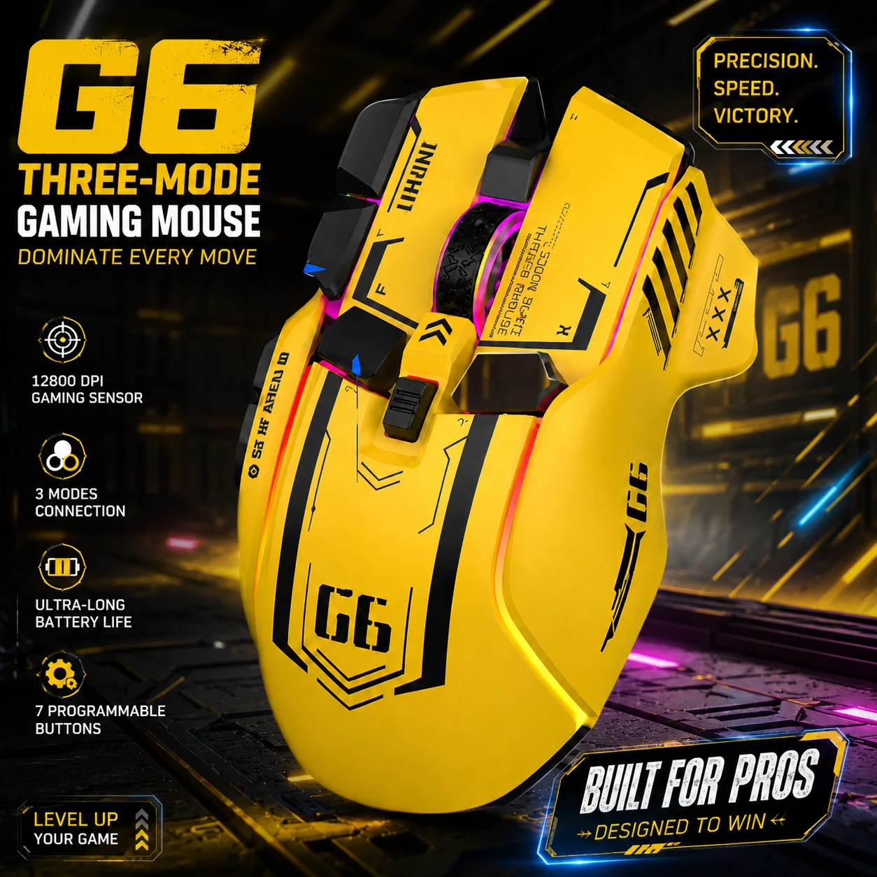 Wireless 2.4G Bluetooth Tri-Mode Gaming Rechargeable Mouse 4000DPI Adjustable Ergonomic Mechanical Feel Mouse For PC Computer