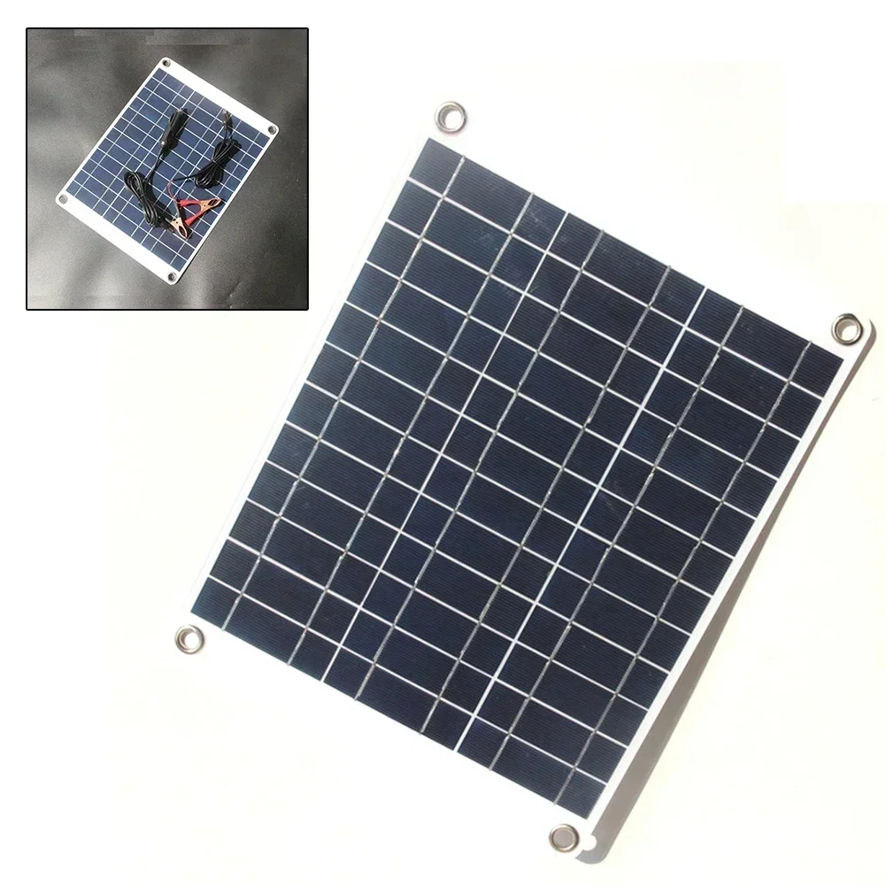 

15w Solar Panel Polycrystalline Silicon Clip Wire Carabiners For Camping Hiking For Charging RVs Boats Cabins Vans