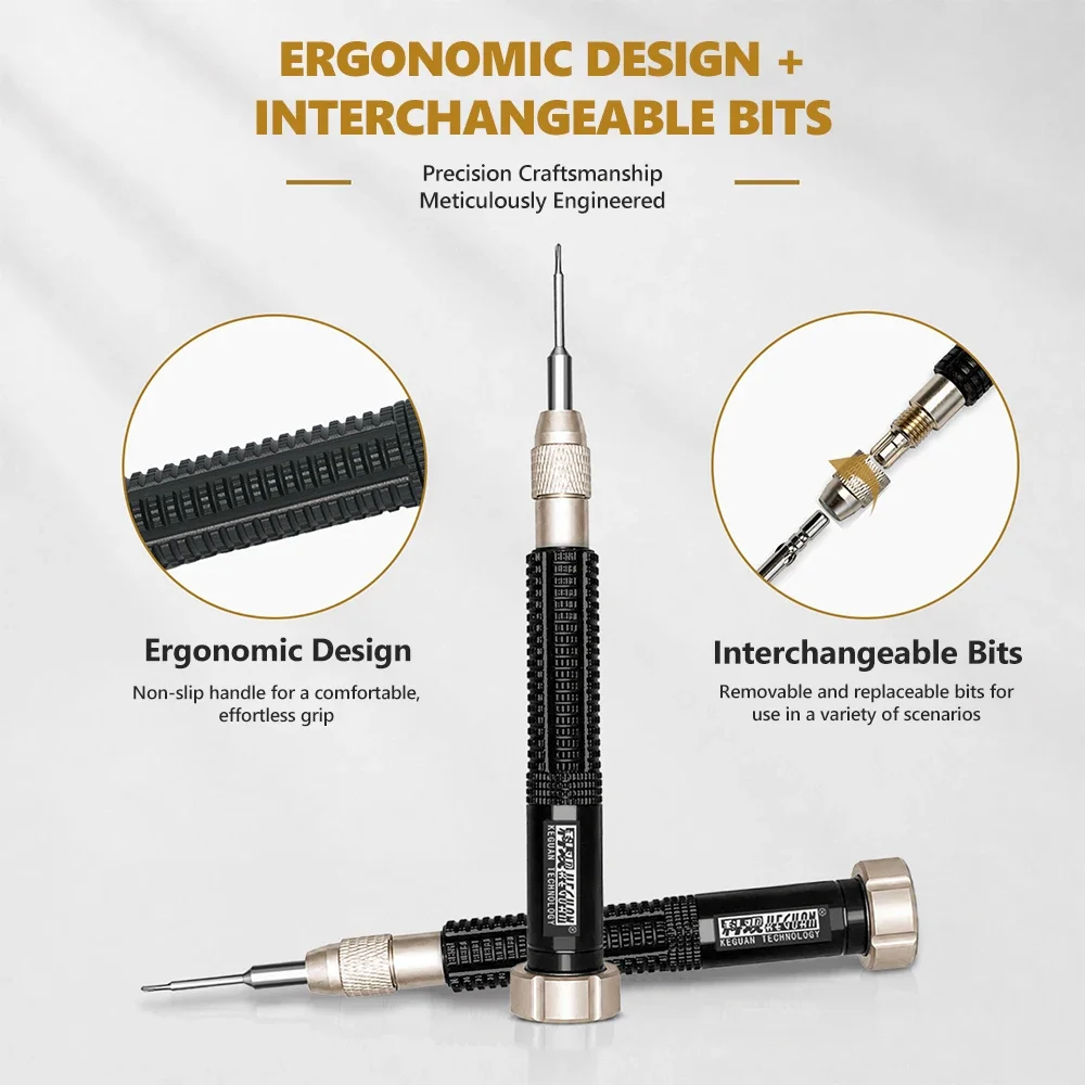 KEGUAN 7-in-1 Hurricane Torque Screwdriver Set Strong Magnetic Attachment Torque Protection for Phone Repair Screw Removal Tools