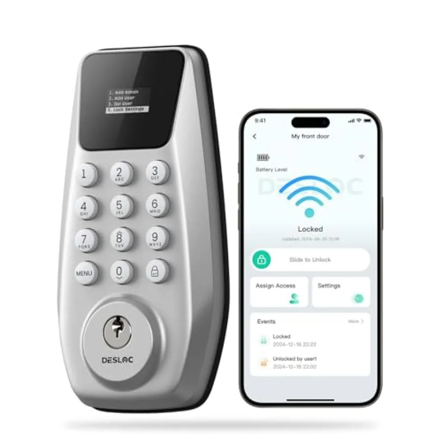 

Умный дверной замок C100 Plus со встроенным Wi-Fi, безключевой доступ, с дисплеем и кодовой панелью, для входной двери, с дистанционным управлением через приложение