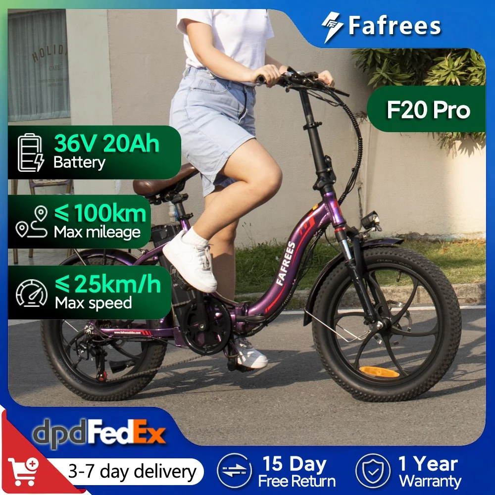 Fafrees F20 Pro Klapprad Elektrofahrrad Mit 36V 20Ah Abnehmbarem Akku, 20 Zoll E-bike Mountainbike für Erwachsene, 7-Gang, 25 km/h und Reichweite bis 75–100km
