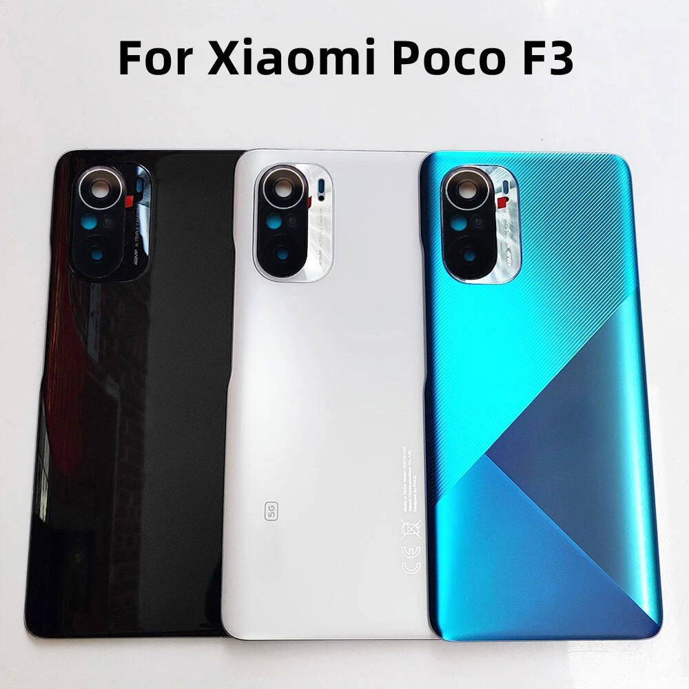 

6,67 дюймовая задняя крышка для Xiaomi Poco F3, задняя крышка корпуса, крышка аккумулятора с объективом камеры, запасные части