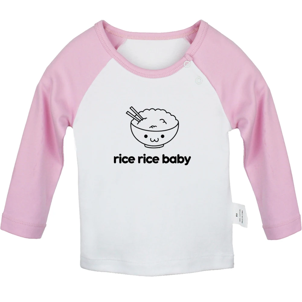 iDzn New Rice Rice Baby Fun Baby T-shirts Cute Boys Girls Tops Infant Long Sleeves Tshirts Newborn Clothes Kids Best Presents