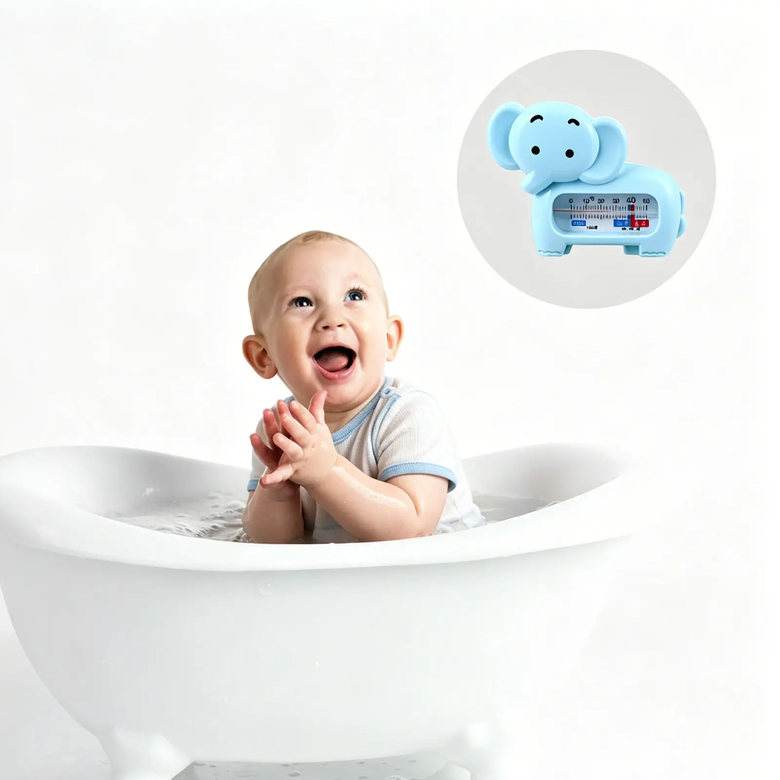 

2Pcs Baby Bath Water Thermometer Elephant Style Non Toxic ABS Material Bathtub Room Thermometer Safe Accurate Temp Monitoring