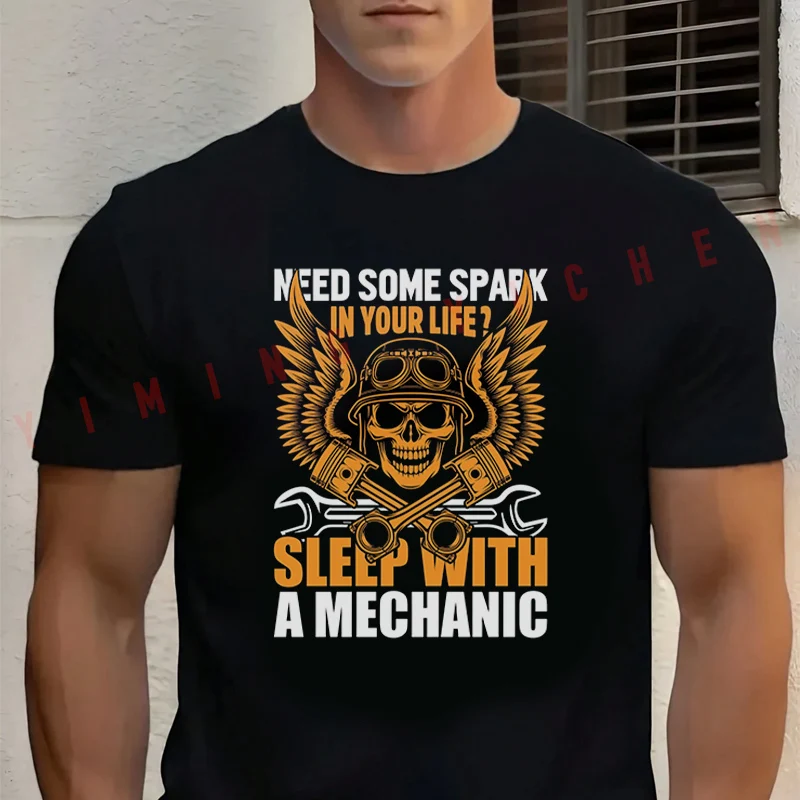 

Need Some Spark In Your Life Motorcycle T-Shirt Men‘s Cotton Summer Short-sleeved Casual Streetwear Tops Tee