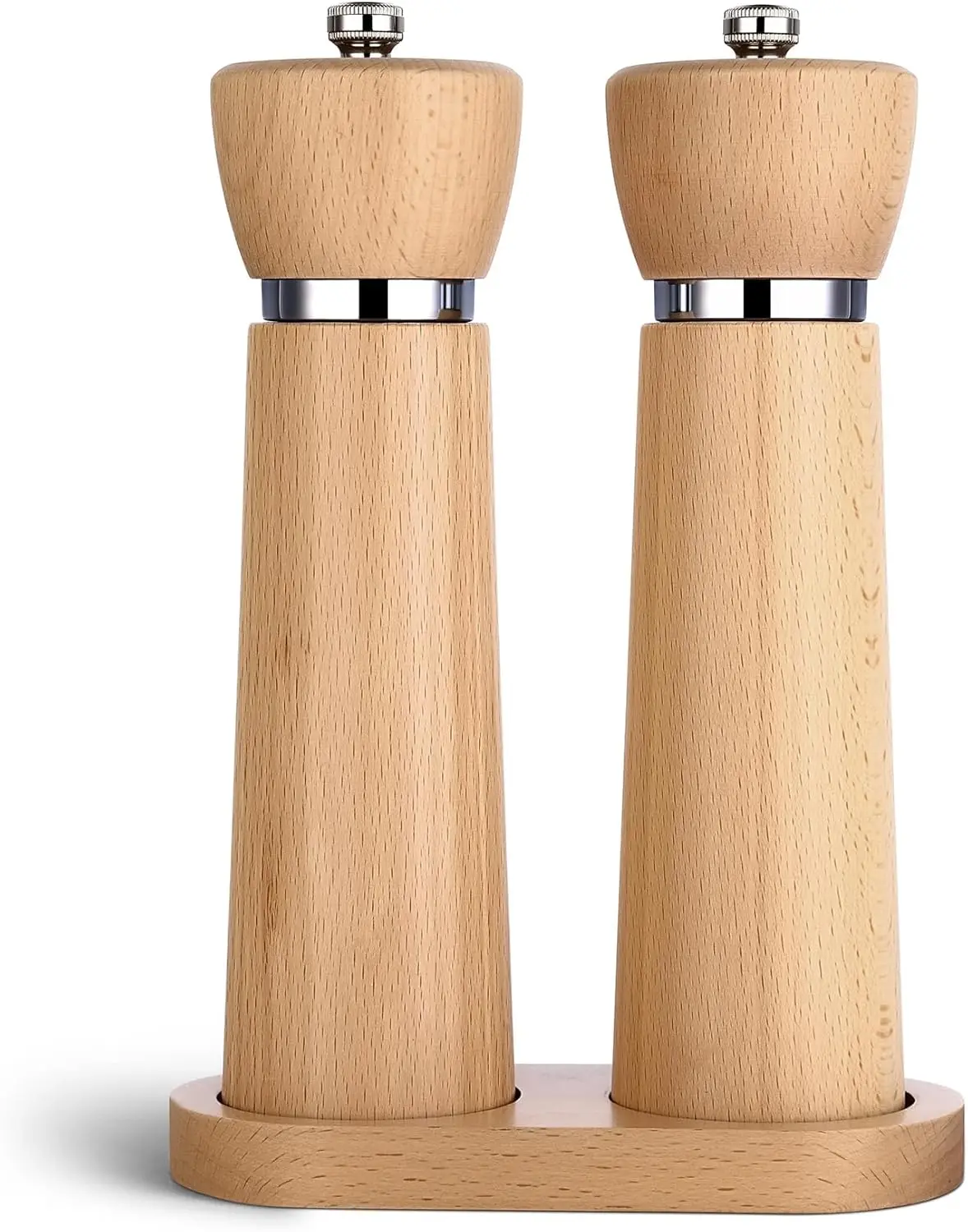 

Large Adjustable Wooden Salt and Pepper Grinder Set with Ceramic Burr, 8.3" Tall