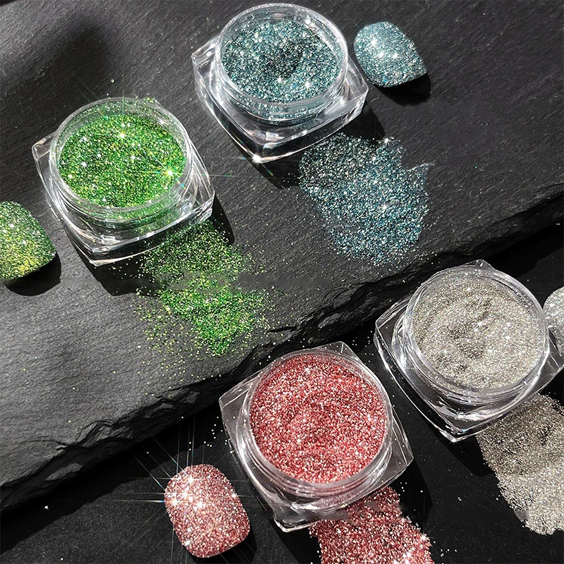 

2 шт. блестящая светоотражающая пудра для ногтей, ослепительная пудра для украшения маникюра, вспышка, пудра для ногтей, сделай сам, блестящая пудра для дизайна ногтей
