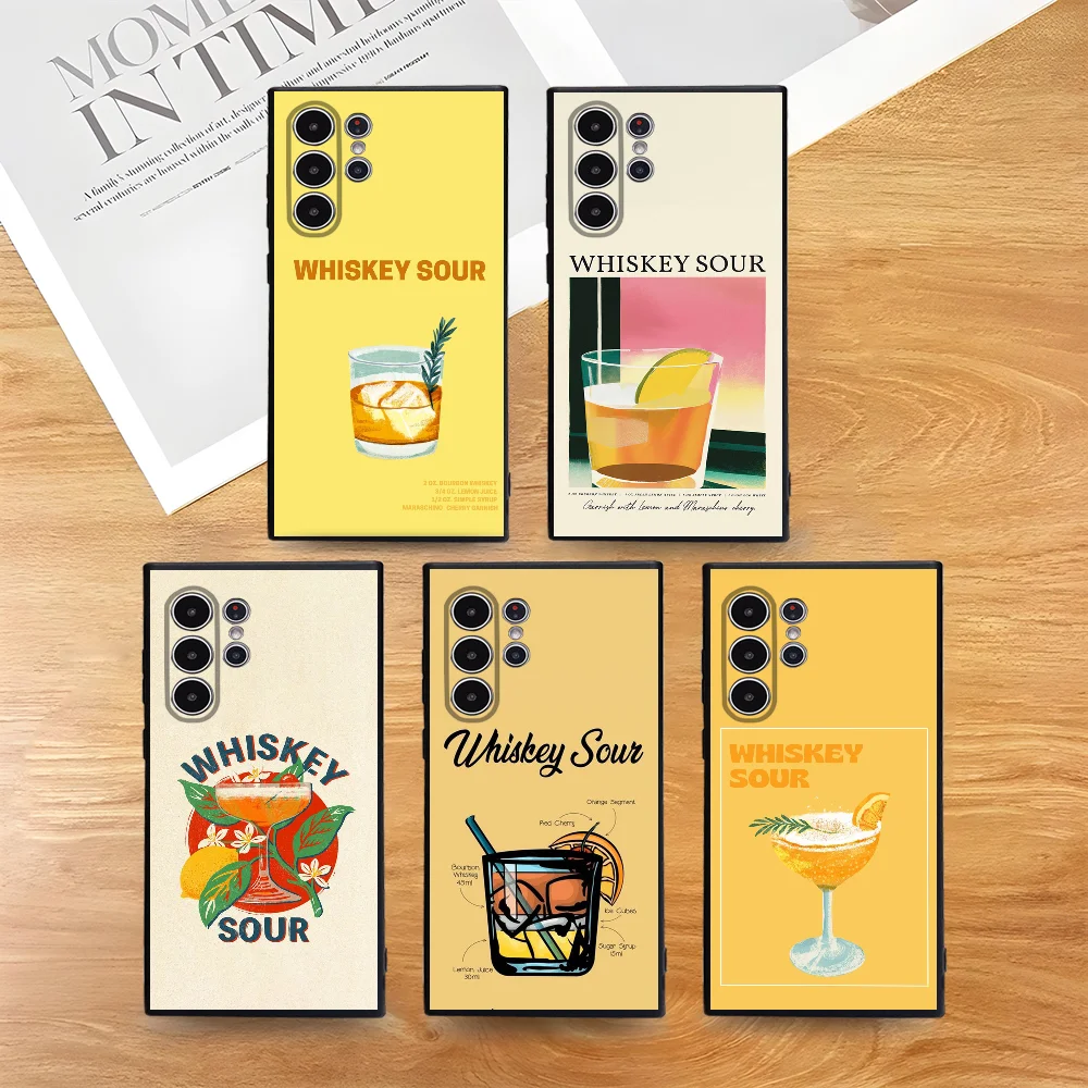 

Whiskey Sour Cocktail Phone Case For Samsung Galaxy S25 S24 S22 S23 Ultra S21 S20 Plus 5G Frosted Non-Slip Full Cover Case