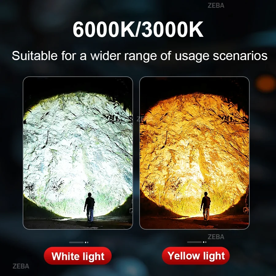 Faróis ultra brilhantes de 3000K/6000K, o sensor de lanterna de cabeça remota mais poderoso, alta potência com luz amarela de pesca