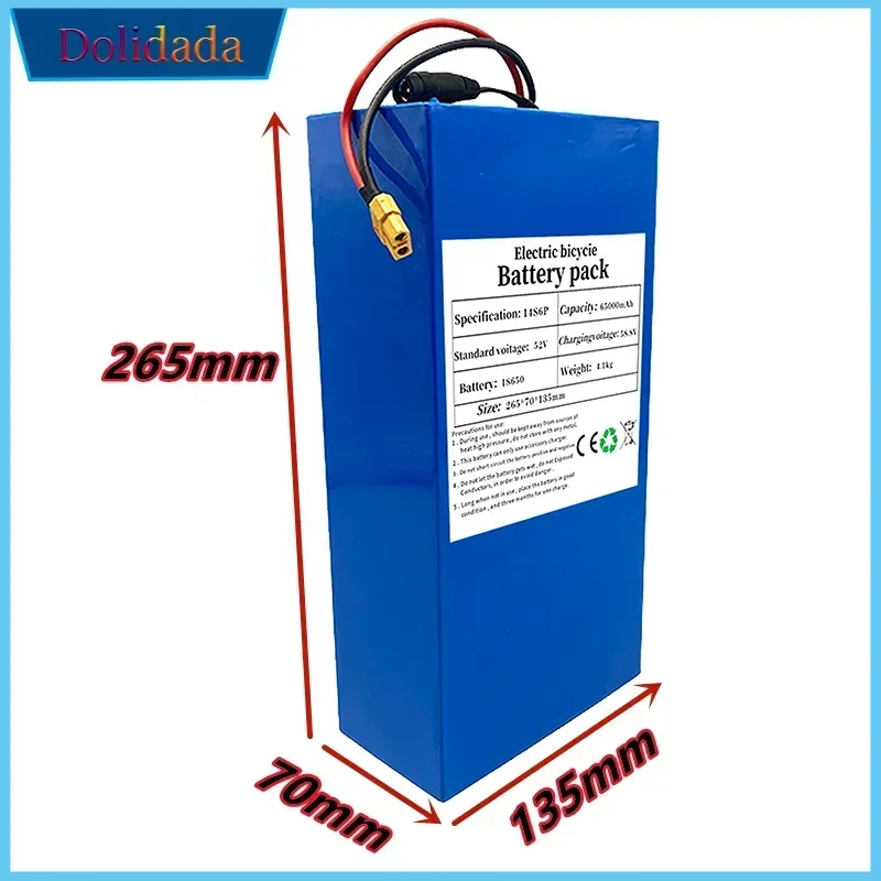 52V 14S6P 65000mAh 18650 1800W Lithium Battery for Balance Car  Electric Bicycle Scooter Tricycle electric skateboard