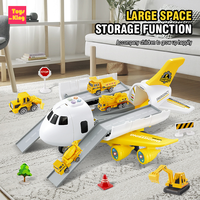 DIY Airplane Storage Multi-functional Track Inertial Sliding Car Kids Toys With Lights Music Engineering Vehicle Education Model