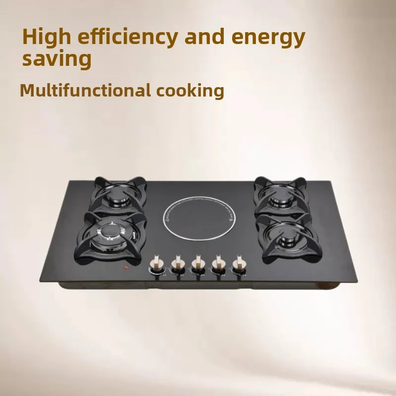 Head burner 4 gas 1 electric stove, table embedded dual-purpose outlet gas stove