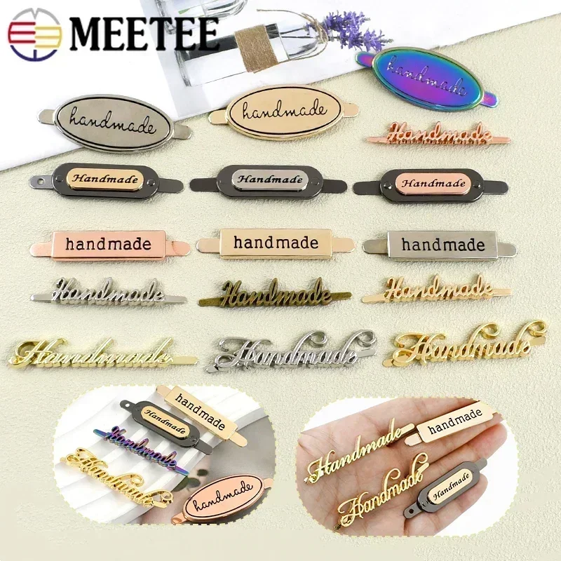 

10Pcs Meetee Handmade Labels Metal Buckles For Handbag Bag Tag Decorative Button Shoes Pin Clasp DIY Sewing Hardware Accessories