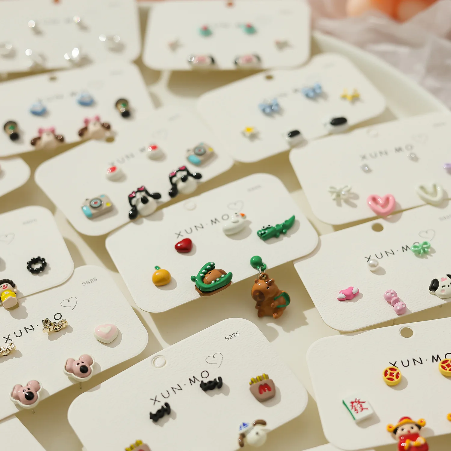 KADRUFI Colorful Cute Cartoon Animals Stud Earrings Set for Women Kids Fashion Sweet Heart Dog Cat Earring Jewelry Party Gift