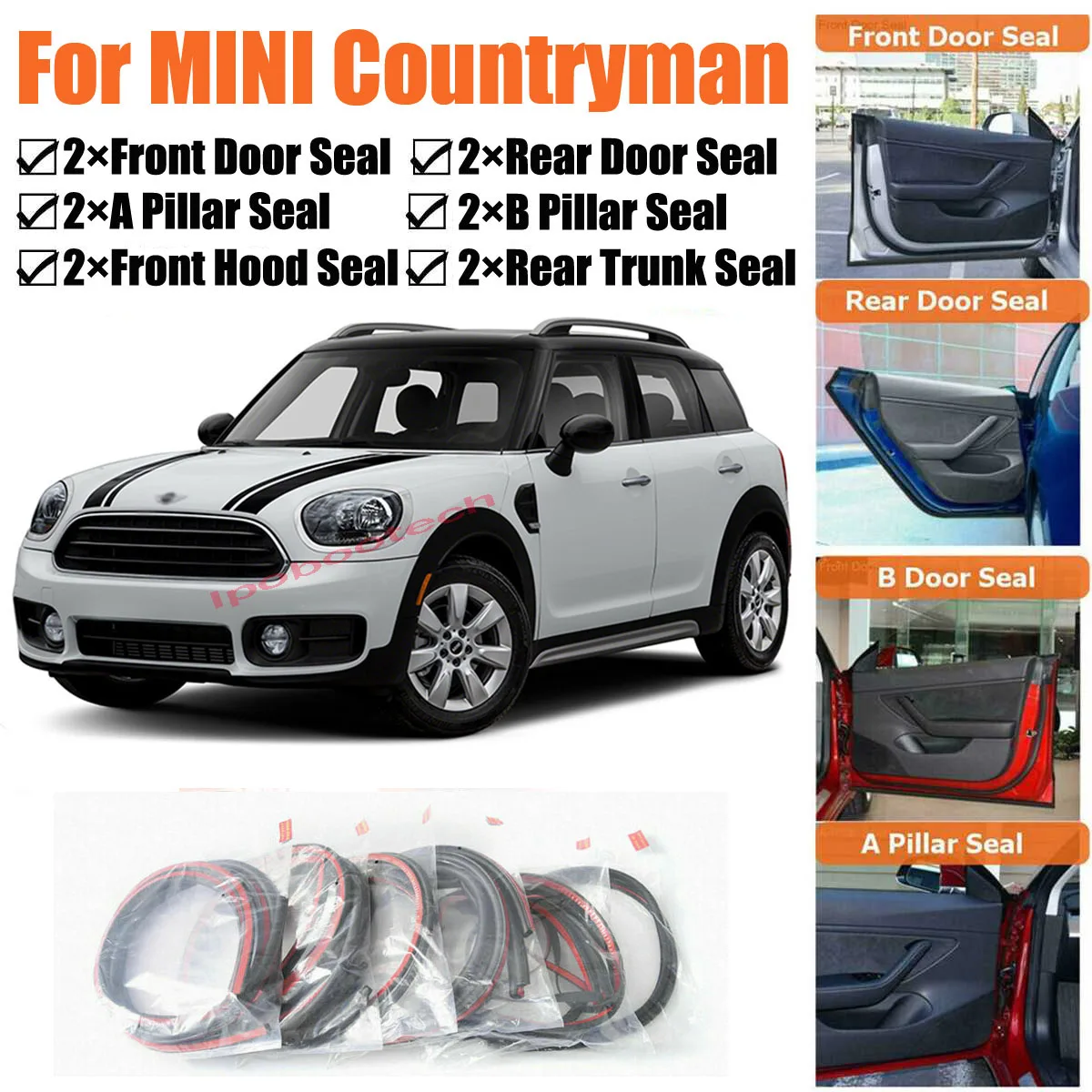 Merek Baru Pintu Mobil Segel Kit Kedap Suara Karet Cuaca Draft Segel Strip Angin Pengurangan Kebisingan Cocok untuk MINI Countryman