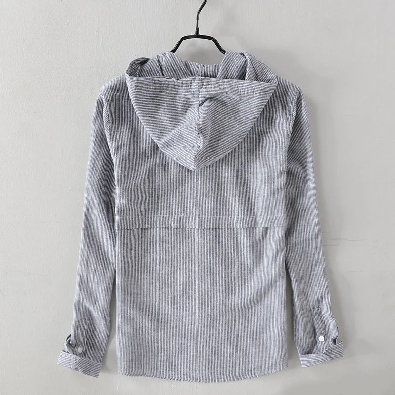 New Stylish Long Sleeve Casual Hooded Linen Shirt Men Brand Trend Large Size 5XL Tops Clothes Chemise Homme Fast Dropshipping