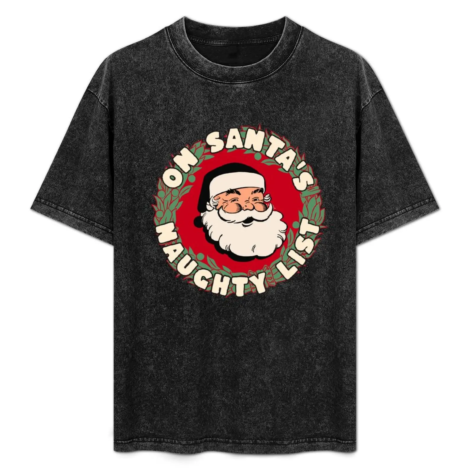 

santa naughty list T-Shirt Summer Print Short Sleeve Tee