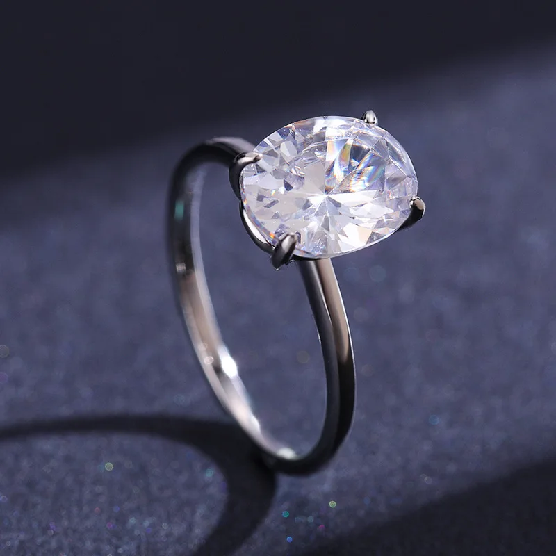 

1-4CT Oval Cut Simulated Moissanite Rings for Women Sparkling Diamond 925 Sterling Silver Engagement Wedding Band Jewelry