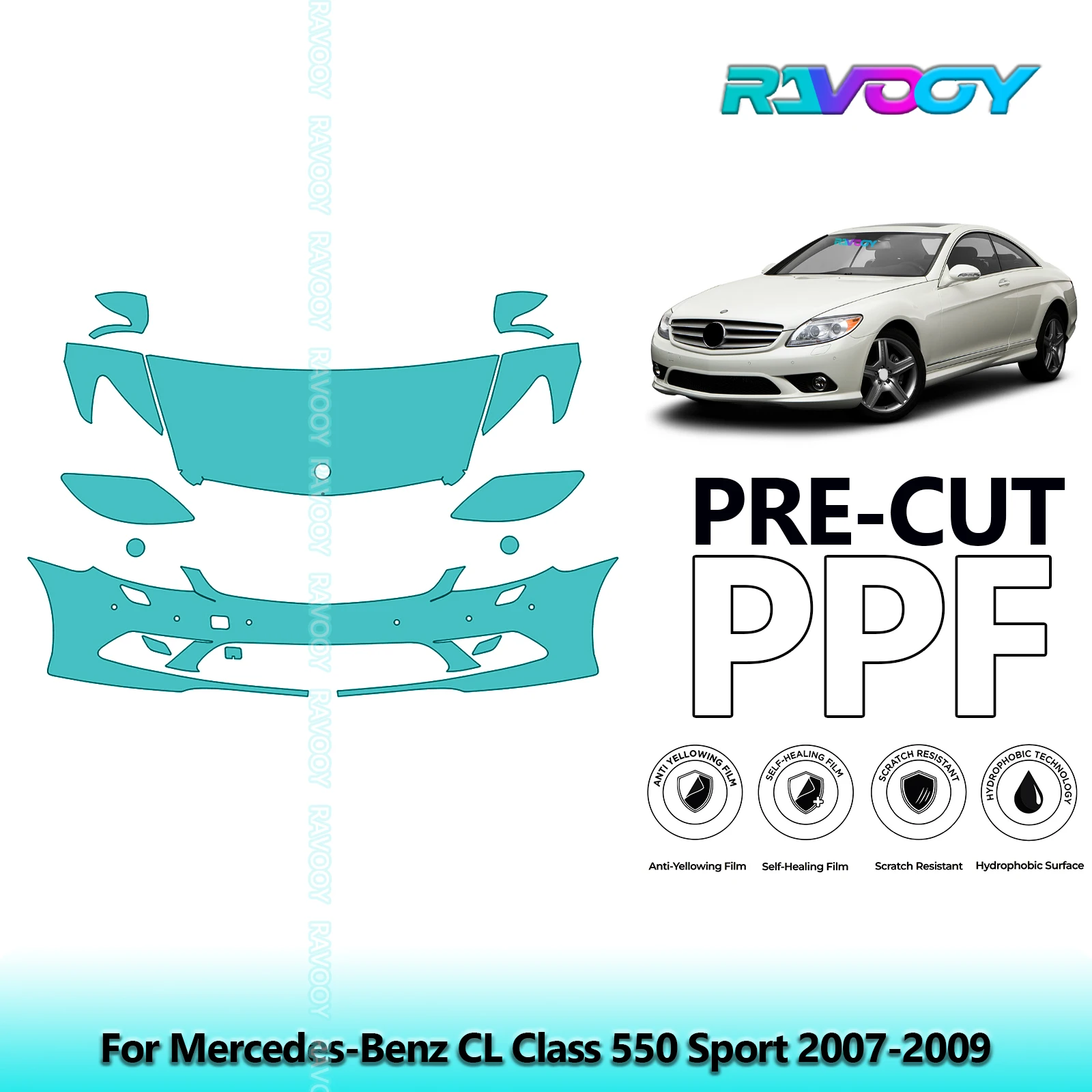 

Car Front Kit Clear Bra Precut PPF Paint Protection Film For Mercedes-Benz CL Class 550 Sport 2007-2009