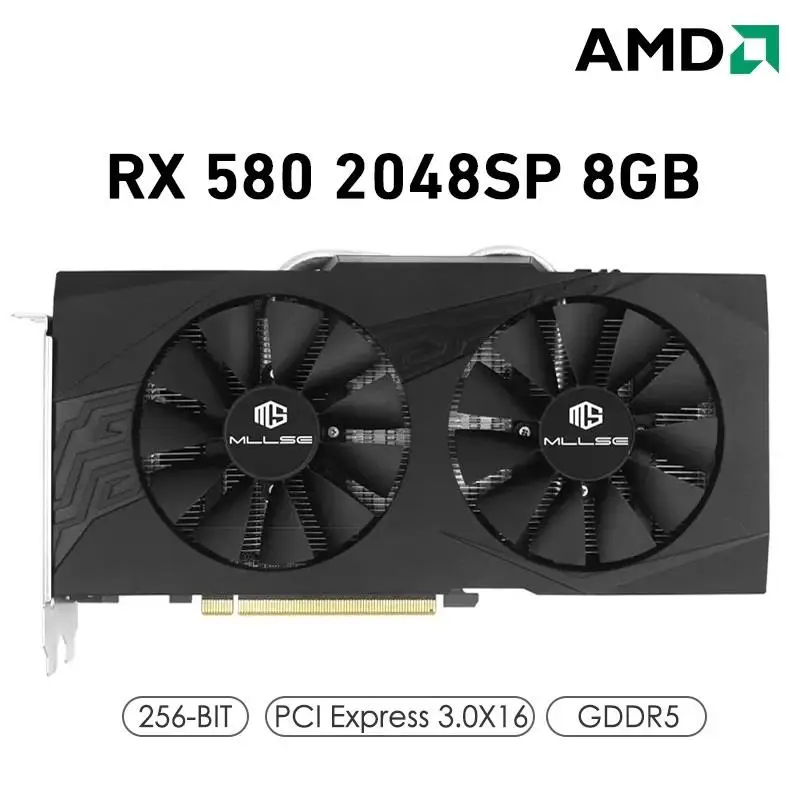 Новый! Видеокарта AMD Radeon RX 580 8 ГБ 2048SP Placa De Video GDDR5 256-бит PCI Express 3.0 × 16 Компьютерный игровой графический процессор