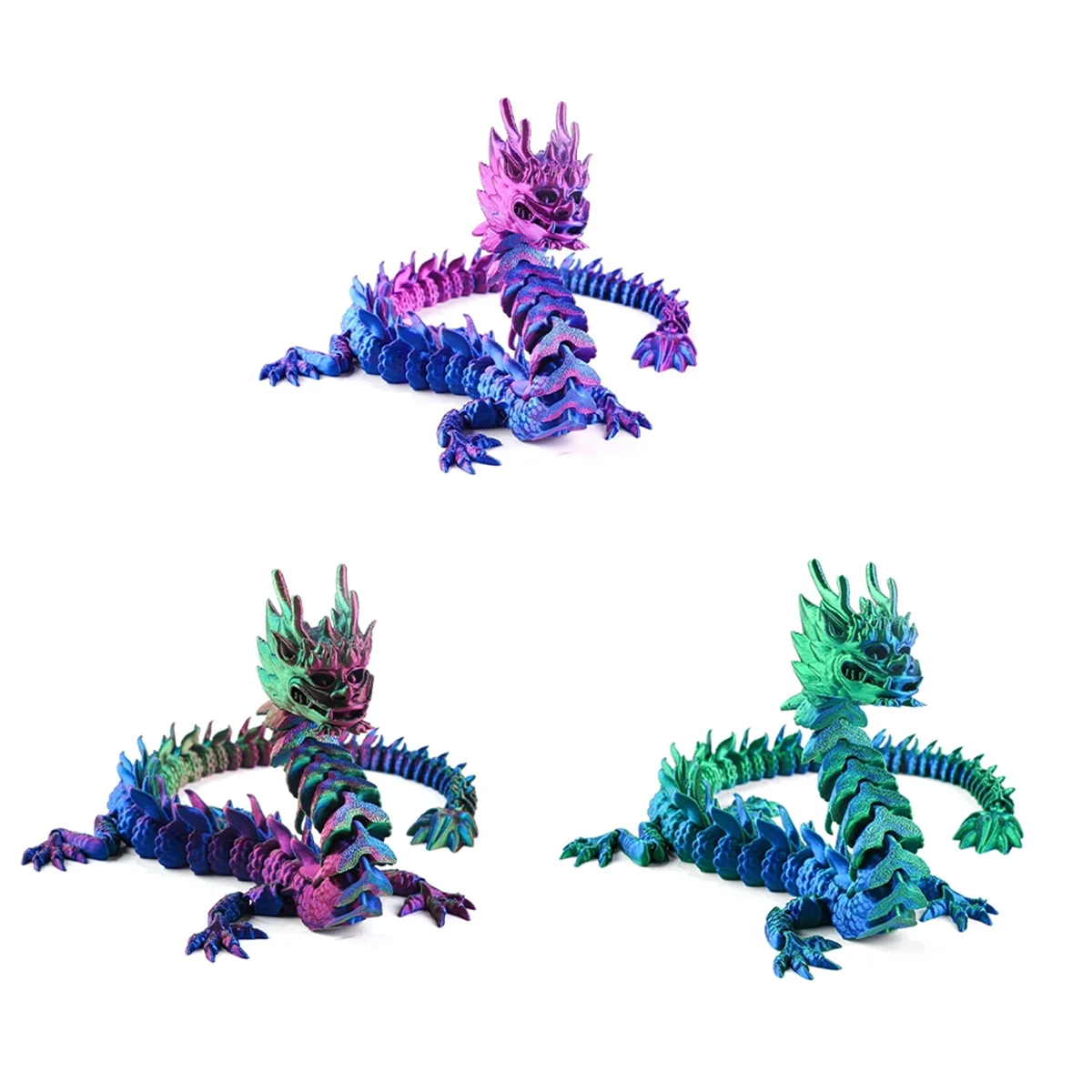 3D Printing Dragon in Eggs, 33cm Mobile Crystal Dragon, Multicolor Dragon Figure, Toy Home, Office, Desk Decoration