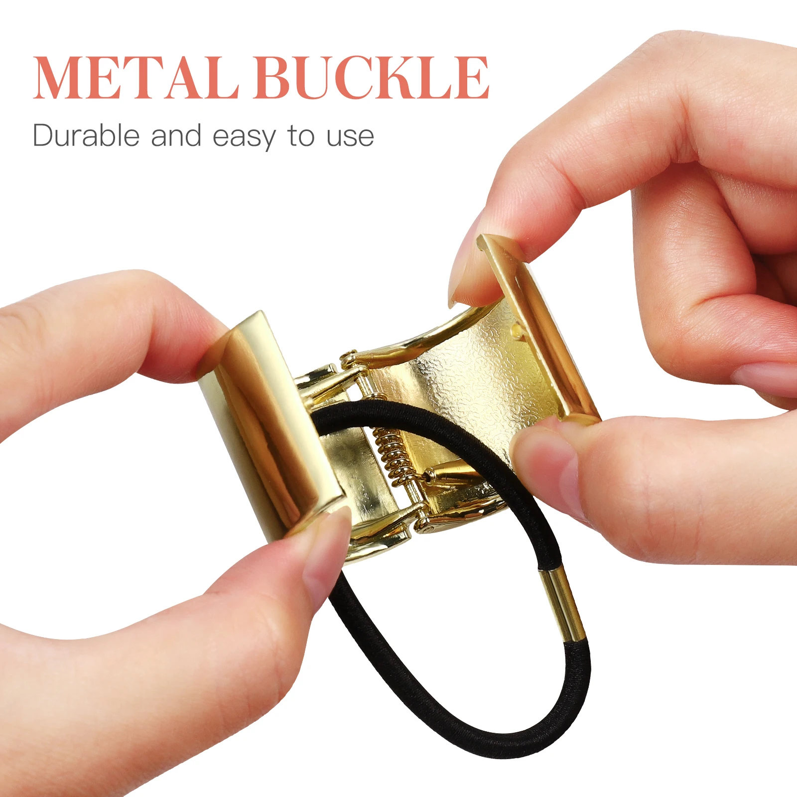 

4pcs Metal Hair Bands Ponytail Holders Spring Hinge Elastic Buckle Wrap Tie For Women Fashion Accessories Gold Silver Rose