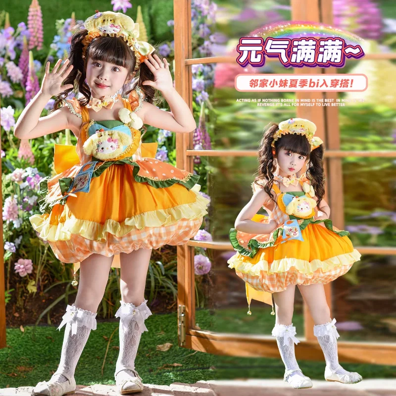 

Детское платье-сарафан в стиле Лолита с мультяшным принтом, летнее, новое, для девочек, весенне-осеннее, юбка-пачка, на день рождения