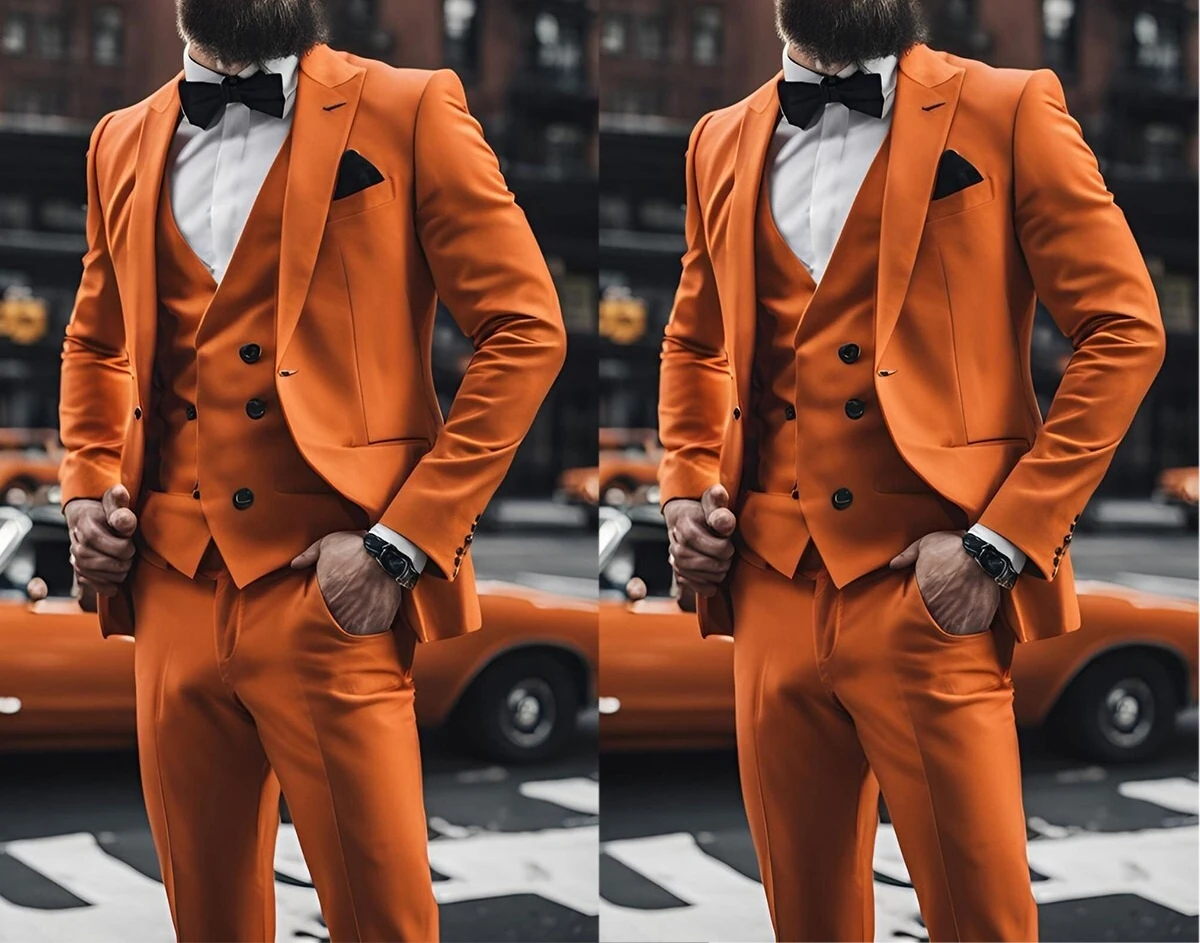 

Fashion Men Suits Slim Fit Formal Prom Peak Lapel Tuxedos Prom Single Breasted