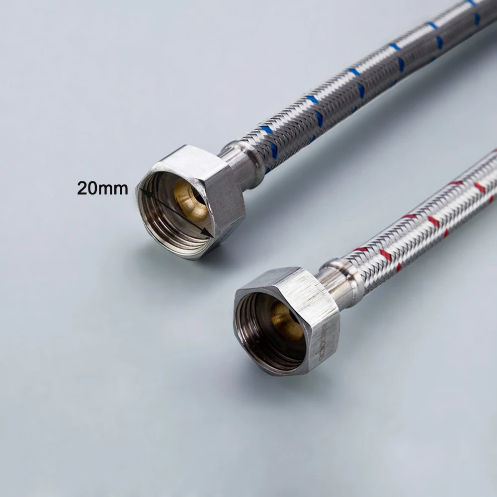 G1/2 G3/8 G9/16 50cm 1 para Elastyczne rury hydrauliczne ze stali nierdzewnej do kranów mieszających zimną i ciepłą wodą, przewody doprowadzające wodę, części łazienkowe — zdjęcie 7