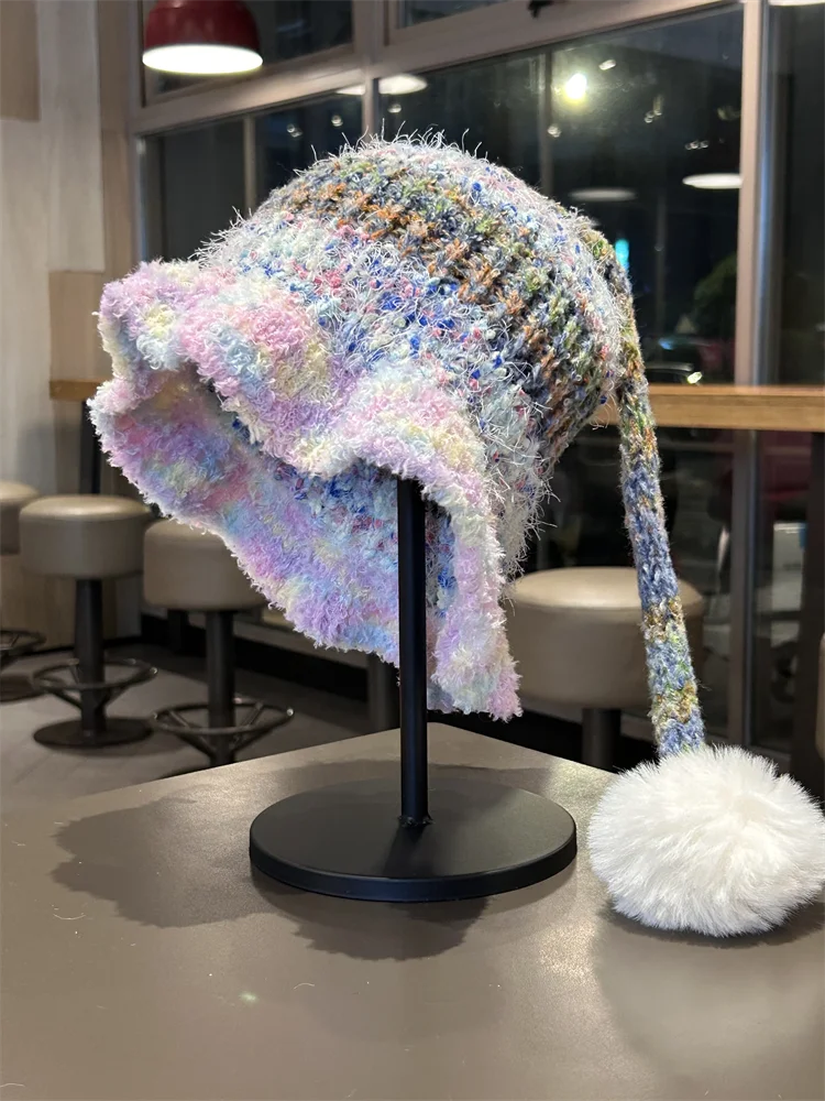 

Fur Ball Knitted Hat for Women, Autumn and Winter Warm Versatile Small Face Fisherman Hat, Cute Ear Protection Hat