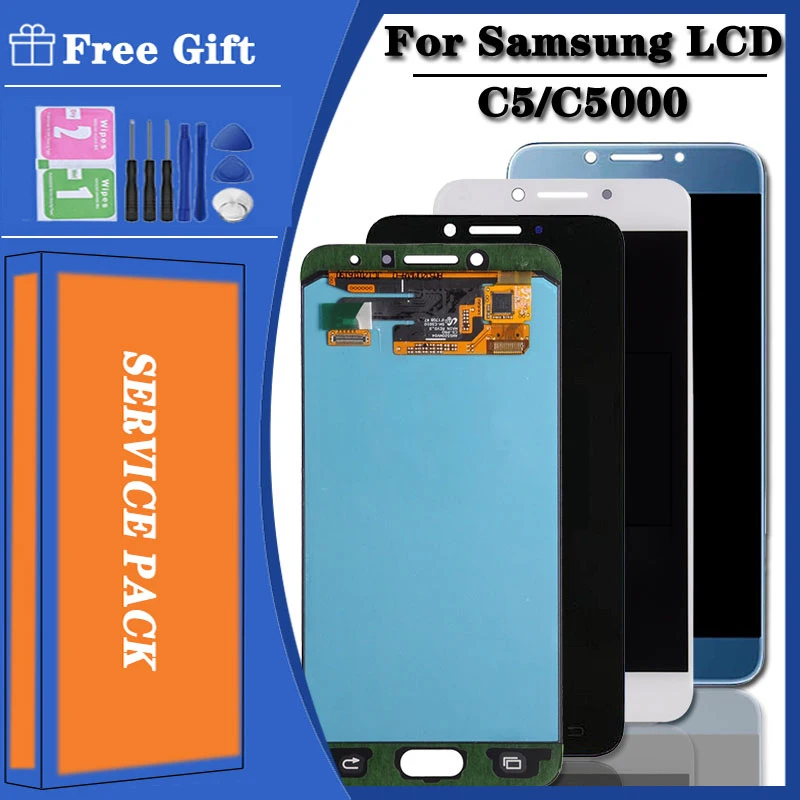 Pop 5,2 ''Super AMOLED para Samsung C5 C5000 SM-C5000 reemplazo de la pantalla Lcd para Samsung C5 módulo de pantalla Lcd