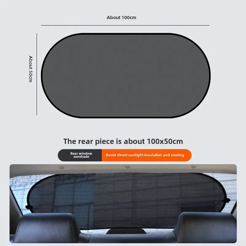 Car Sun Shade UV Protection Folding Auto Rear Window Sunshade 100x50cm Universal Mesh Back Window Visor with Suction Cups