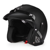 VGV Helmets 3/4 Shell Open Face Motorcycle Helmet Vintage Design for Scooter Cruiser & Street Bikes Send Black Visor