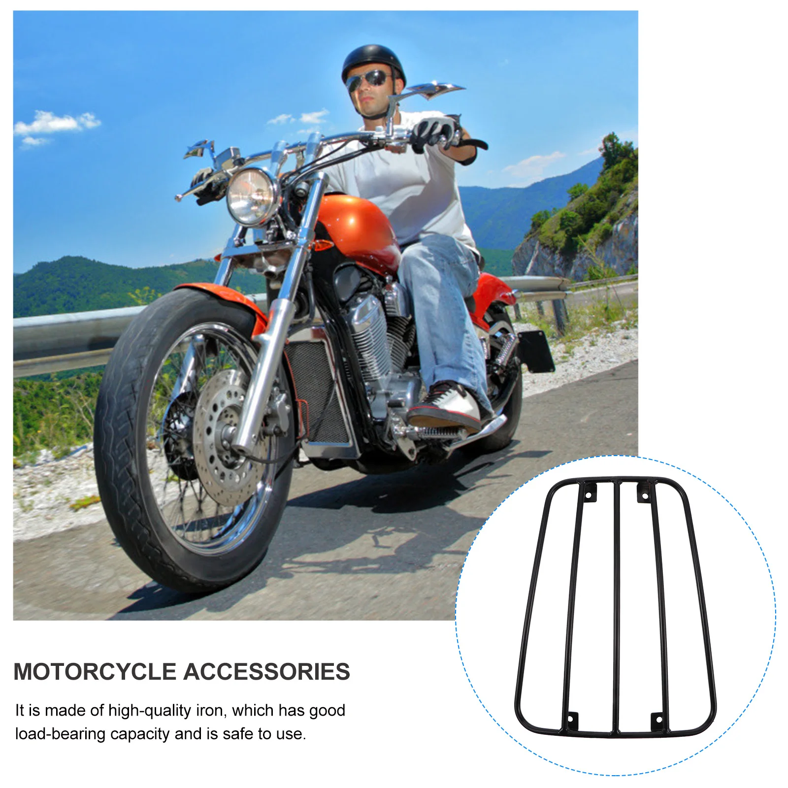 

Universal Motorcycle Fuel Tank Luggage Rack Black Suction Cup Mounting Iron Alloy Load Bearing Easy Installation Accessories For