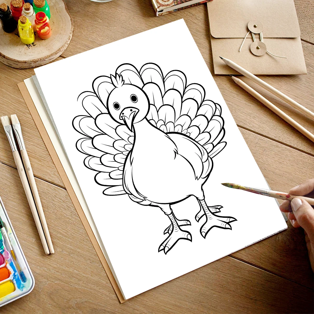 1PC Turkey Coloring Book Drawings for Kids Teens Adults Creative Inspirational Stress Relief Relaxation 20 Pages