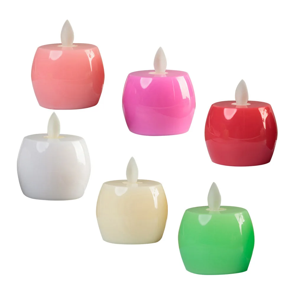 Led محاكاة أبل مصباح دافئ أصفر عديمة اللهب أضواء Tealight للمنزل بار مقهى الطرف الديكور ضوء الليل #6