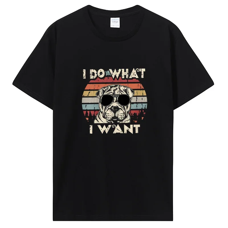 I Do What I Want Funny Shar Pei Vintage Retro T Shirt Cotton Tshirt Streetwear Short Sleeve Birthday Gifts T-shirt Men Tees