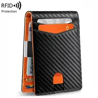 Carbon Fiber Men Wallets Credit Card Holder Men's RFID Wallet Minimalist Front Pocket Money Clip Black Bifold Wallet for Men