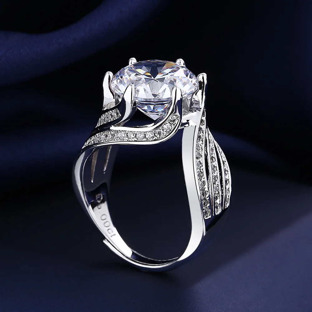 Neuer Luxus-Ring aus 925er-Sterlingsilber, Moissanit, für Damen, Verlobung, Hochzeit, klassisch, hochwertiger Schmuck, Geburtstagsgeschenk, Mode – Detail 3