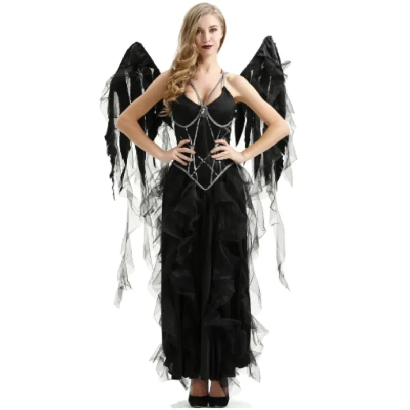 

Halloween Fancy Party Dress NEW Deluxe Lady Dark Fallen Angel Costume Gothic Vampire Evil Demonic Roleplay Cosplay Carnival