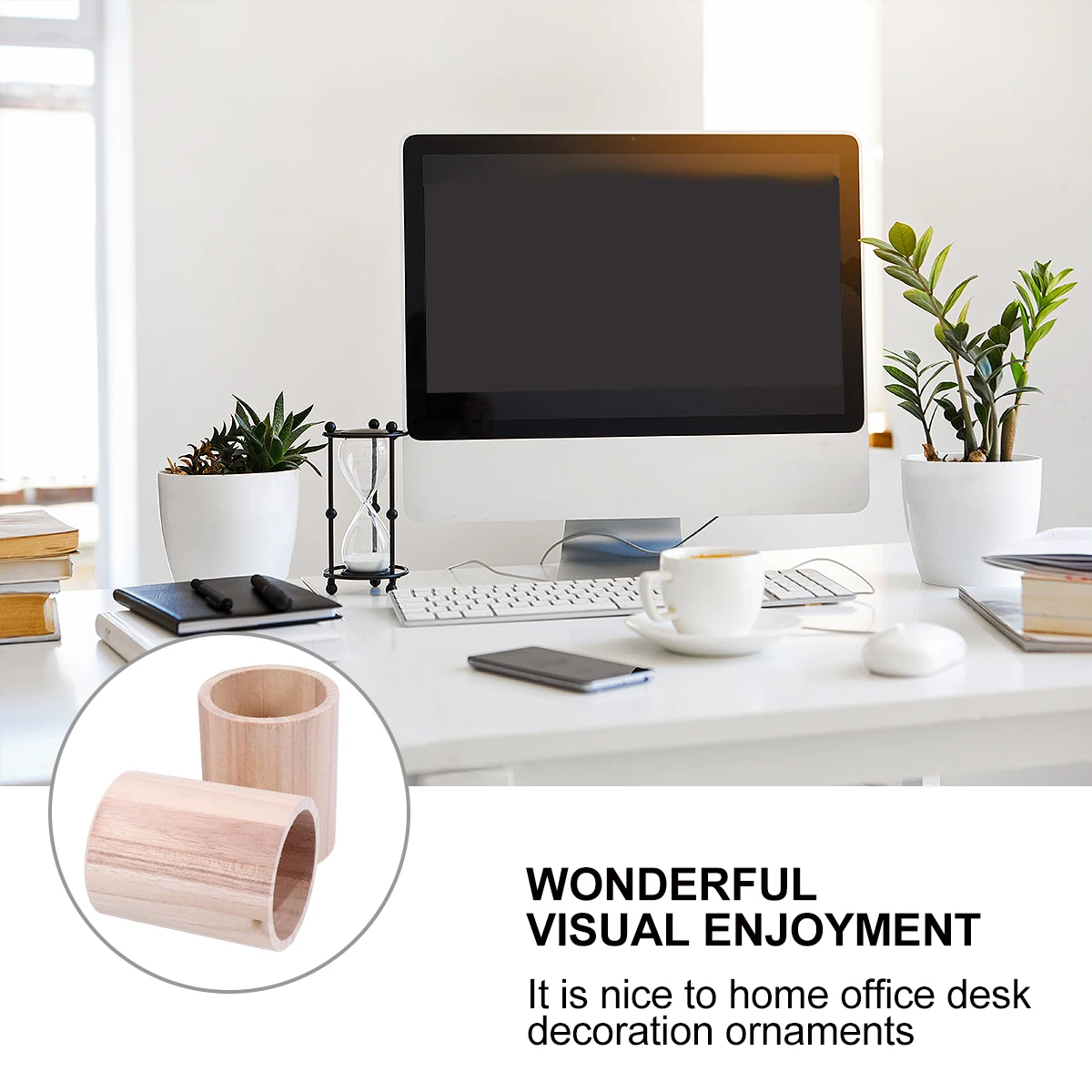 

2 Pcs Wooden Pen Holder Container Holders Manual Desk Accessories Pencil Organizer