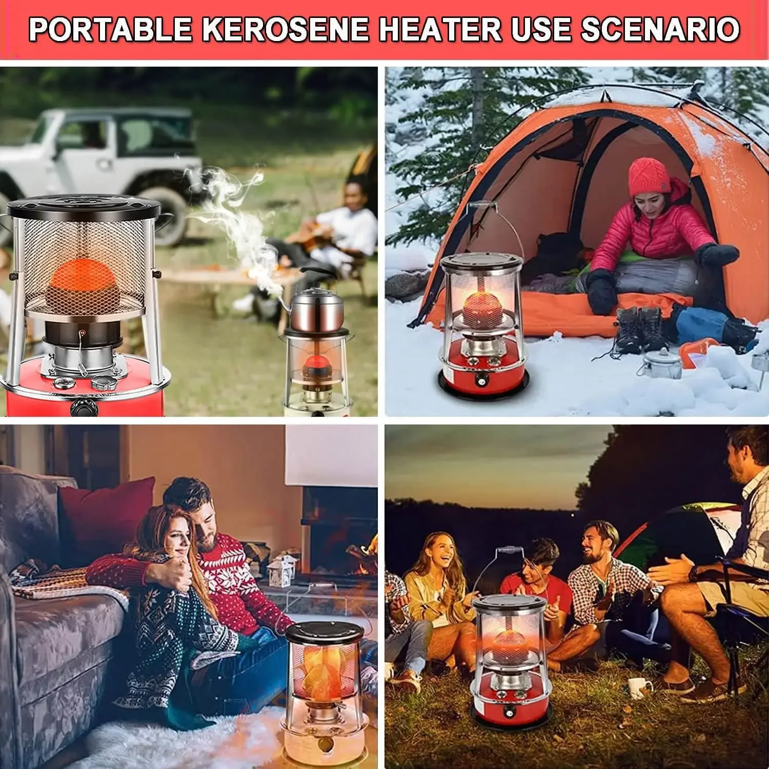 Heater, 2 in 1 Kerosene Heater for Indoor Use, 9000 BTU, Portable Kerosene Heater, Kerosene Space Heaters for Heating, Fishing